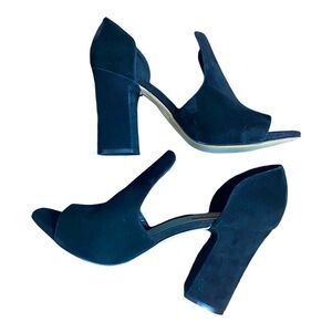 Black Karl Lagerfeld Rian Suede Block Heeled Sandals